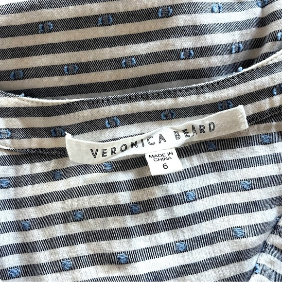 Veronica Beard Kai Striped Button Front Ruffle Mini Dress - Picture 2 of 4